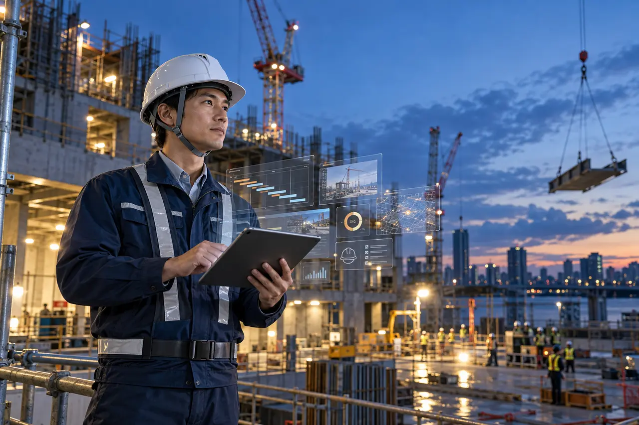タブレットとAIを活用する建設現場監督